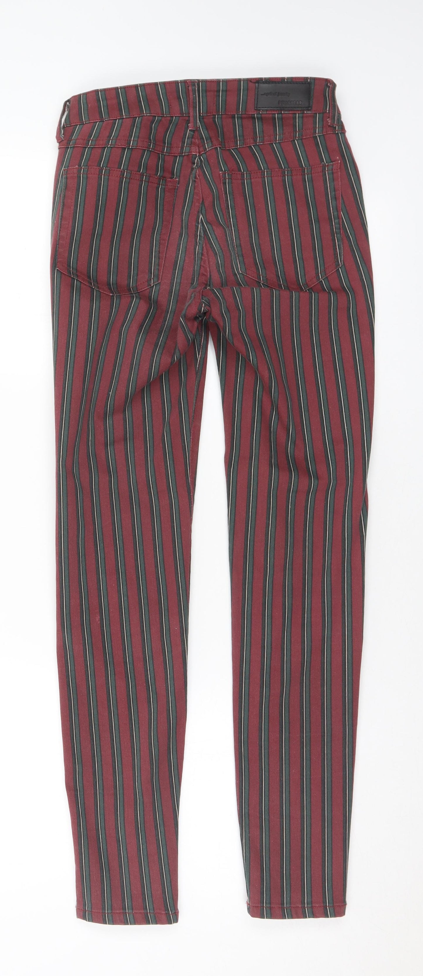 Pull&Bear Womens Multicoloured Striped Cotton Trousers Size 26 in L28 in Regular Button