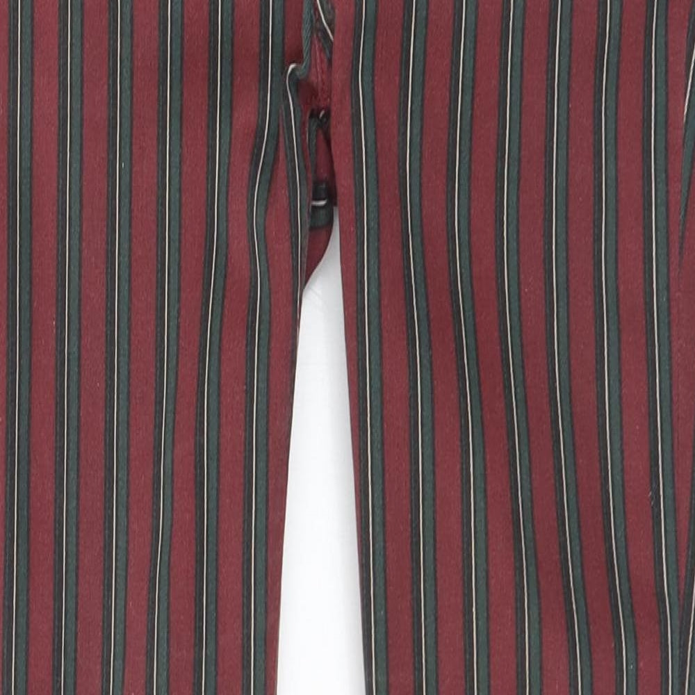 Pull&Bear Womens Multicoloured Striped Cotton Trousers Size 26 in L28 in Regular Button