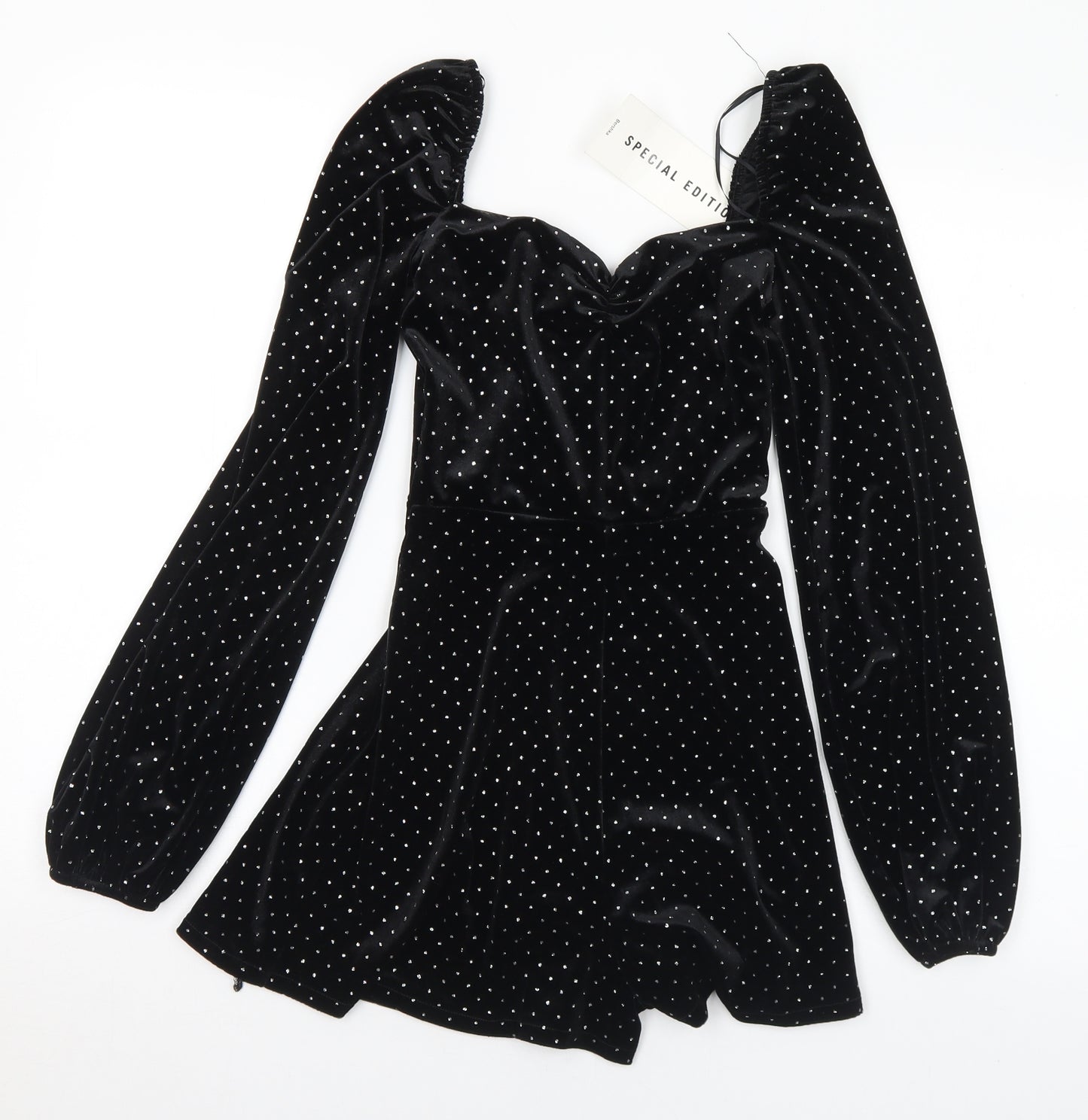 Bershka Womens Black Polyester Playsuit One-Piece Size XS