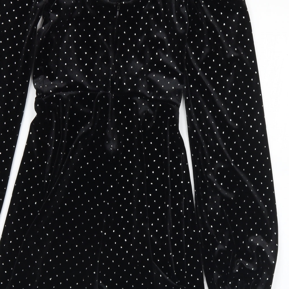 Bershka Womens Black Polyester Playsuit One-Piece Size XS