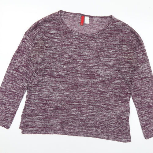 Divided Womens Purple Round Neck Polyester Pullover Jumper Size S