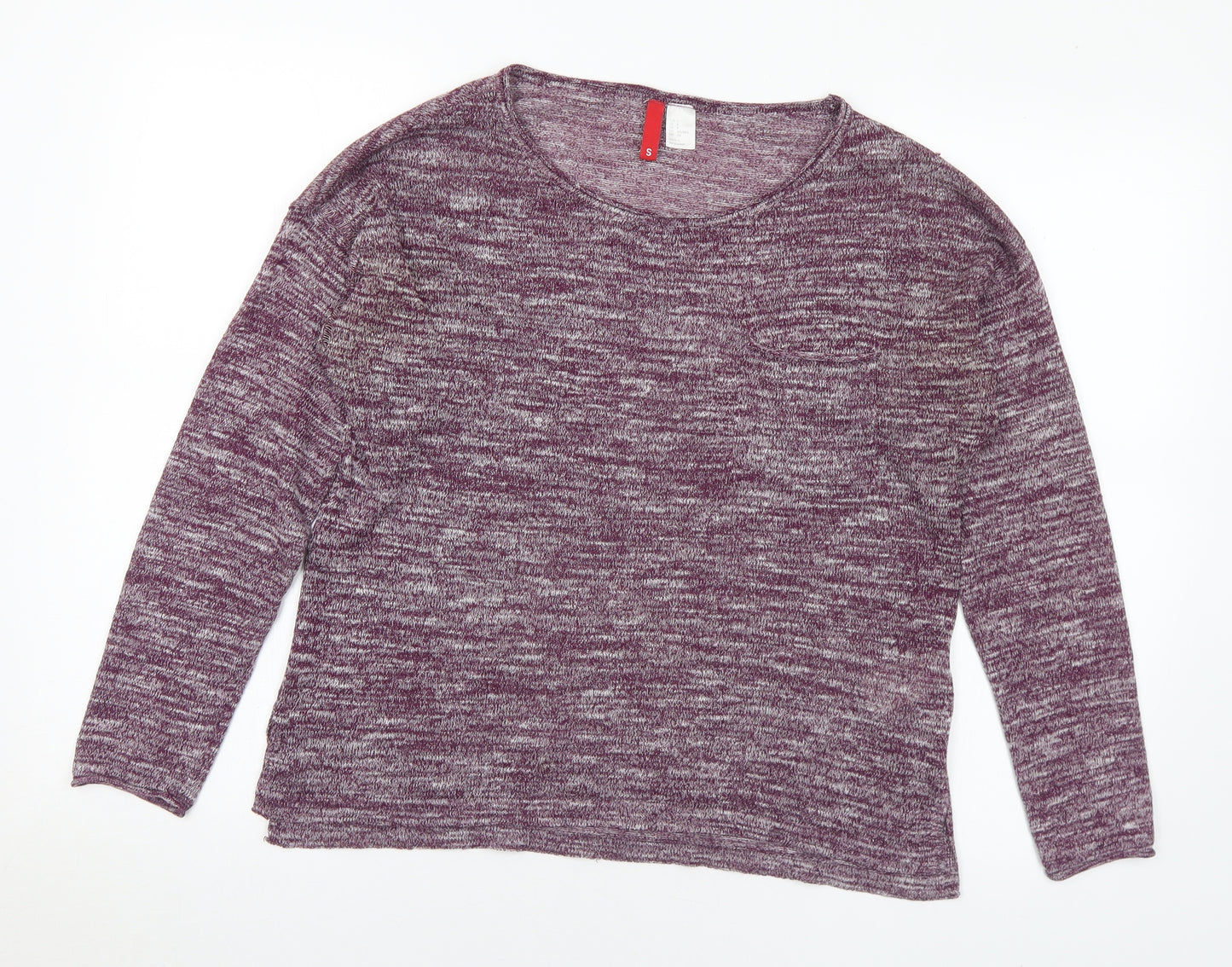 Divided Womens Purple Round Neck Polyester Pullover Jumper Size S