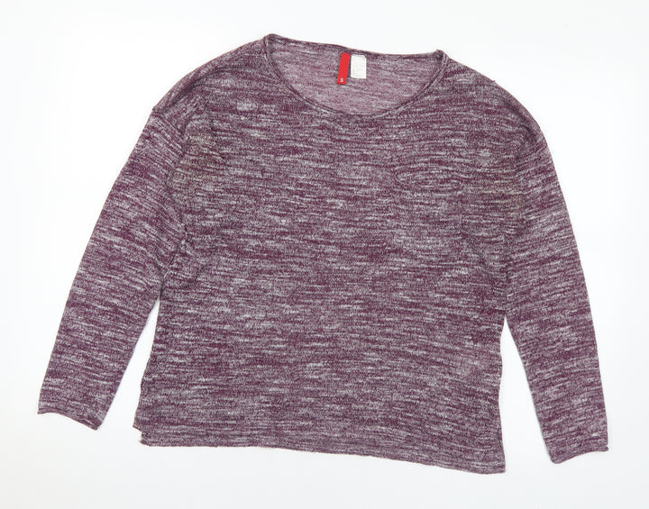 Divided Womens Purple Round Neck Polyester Pullover Jumper Size S