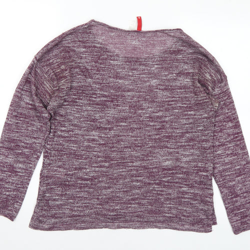 Divided Womens Purple Round Neck Polyester Pullover Jumper Size S