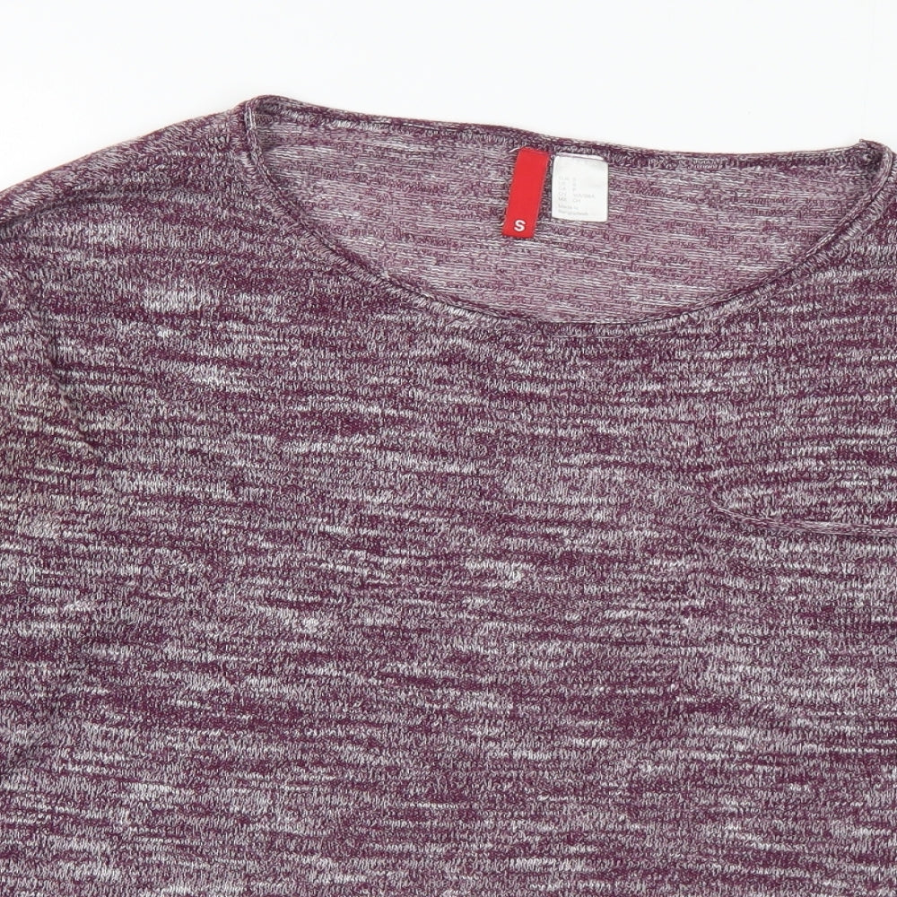 Divided Womens Purple Round Neck Polyester Pullover Jumper Size S