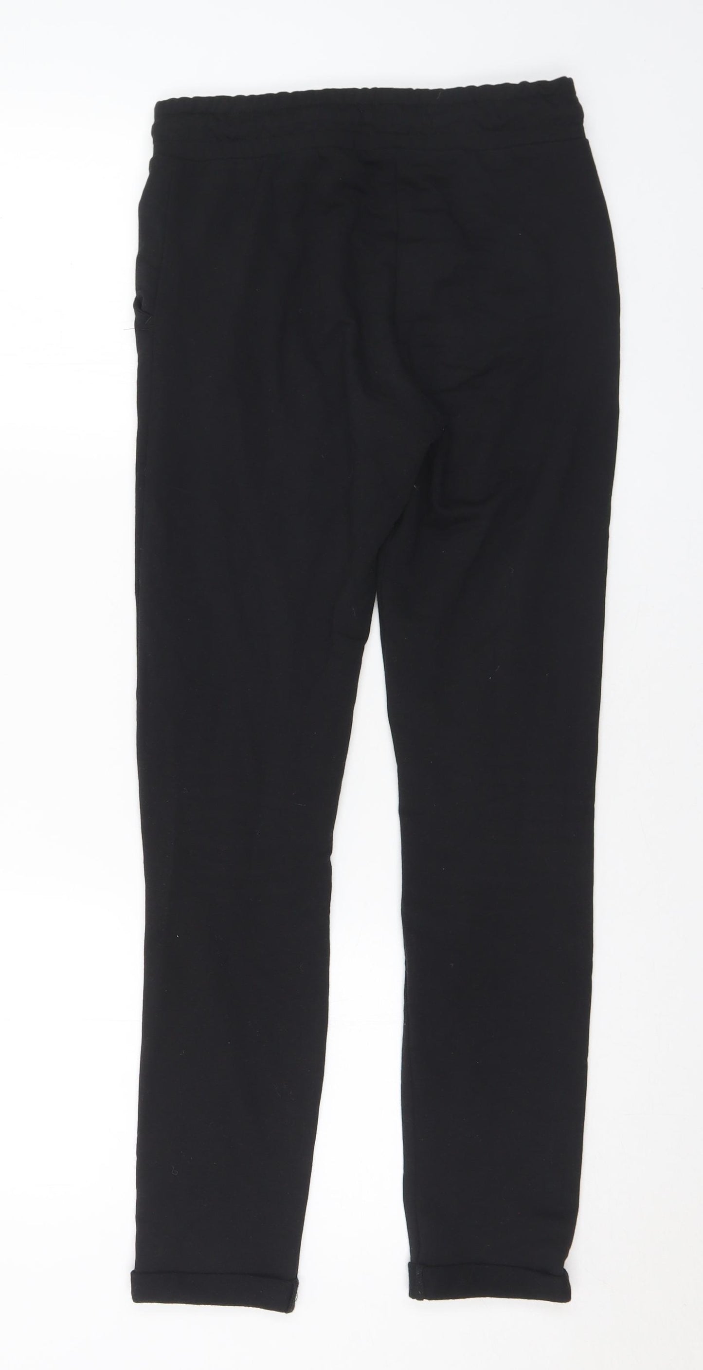 Primark Womens Black Cotton Jogger Trousers Size 4 L29 in Regular Drawstring - 4-6