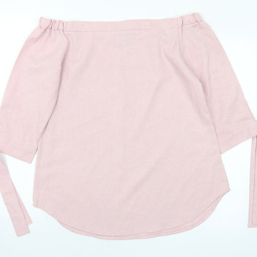 Lola May Womens Pink Polyester Basic Blouse Size 10 Off the Shoulder