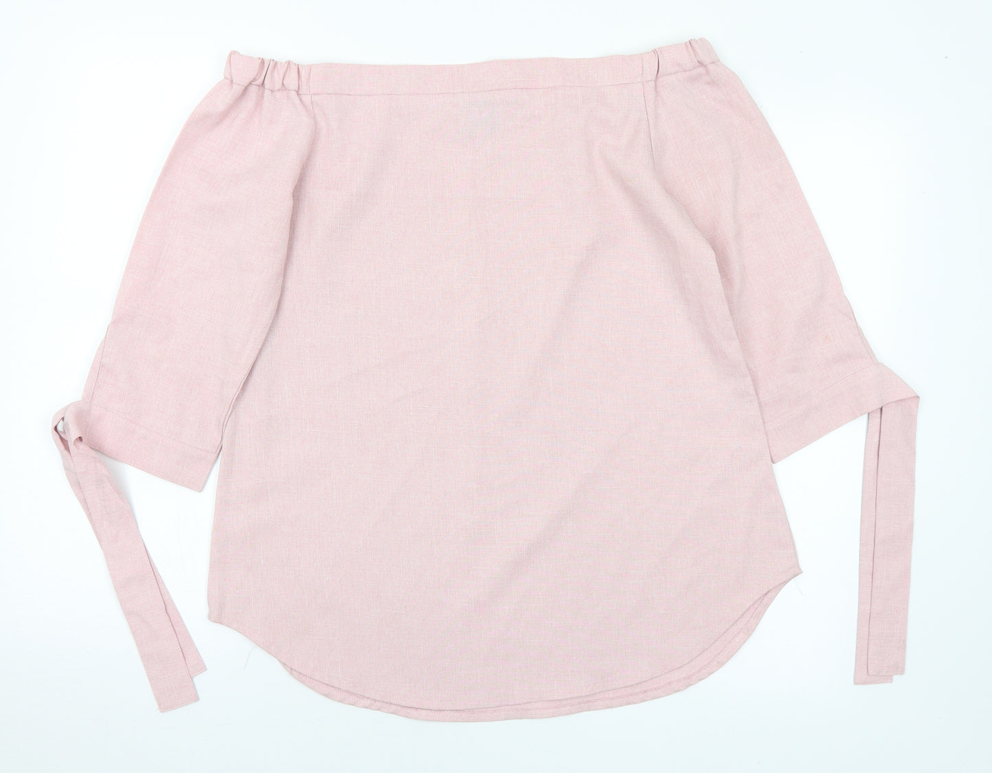 Lola May Womens Pink Polyester Basic Blouse Size 10 Off the Shoulder