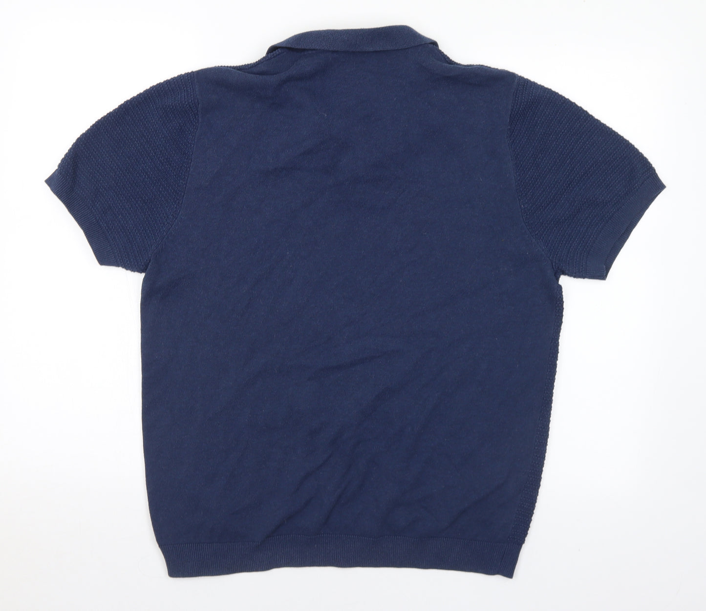 George Mens Blue Cotton Polo Size L Collared