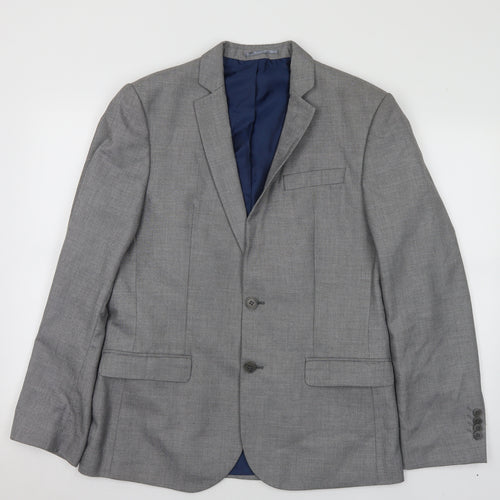 River Island Mens Grey Polyester Jacket Suit Jacket Size 40