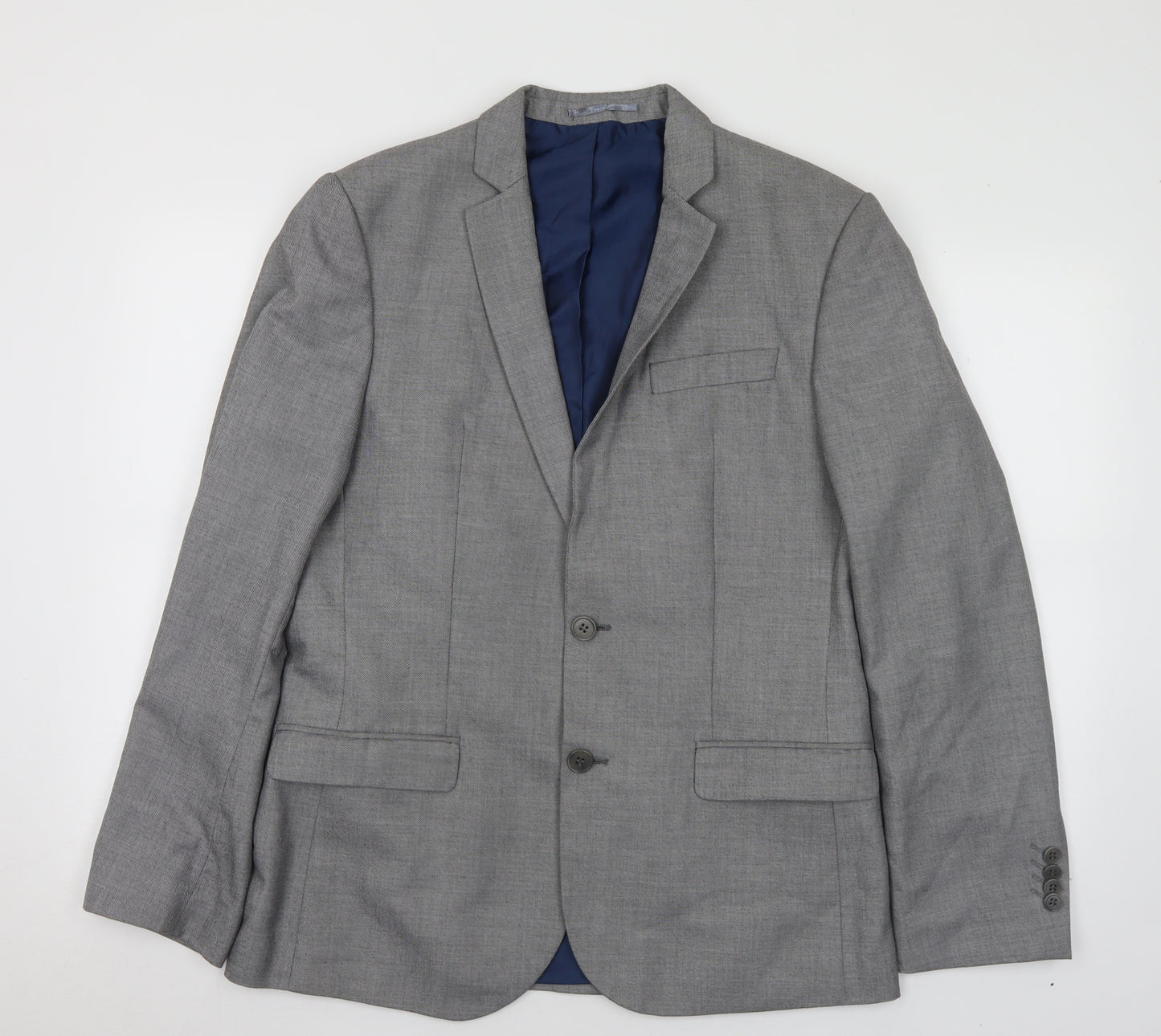 River Island Mens Grey Polyester Jacket Suit Jacket Size 40