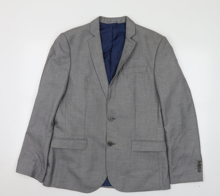 River Island Mens Grey Polyester Jacket Suit Jacket Size 40