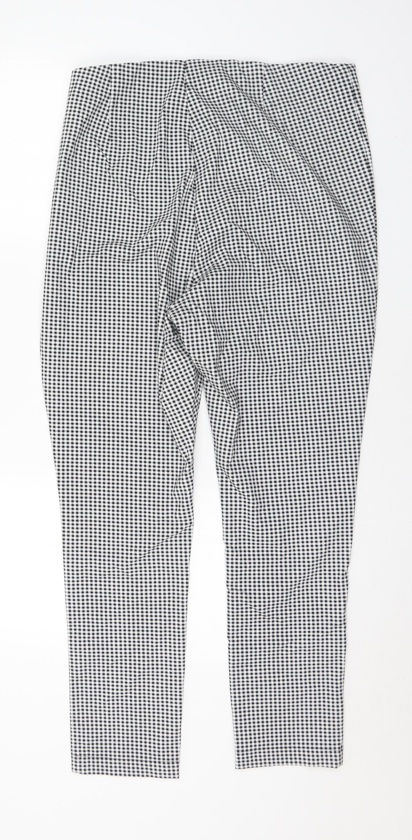 F&F Womens Black Check Viscose Trousers Size 18 L28 in Regular Button