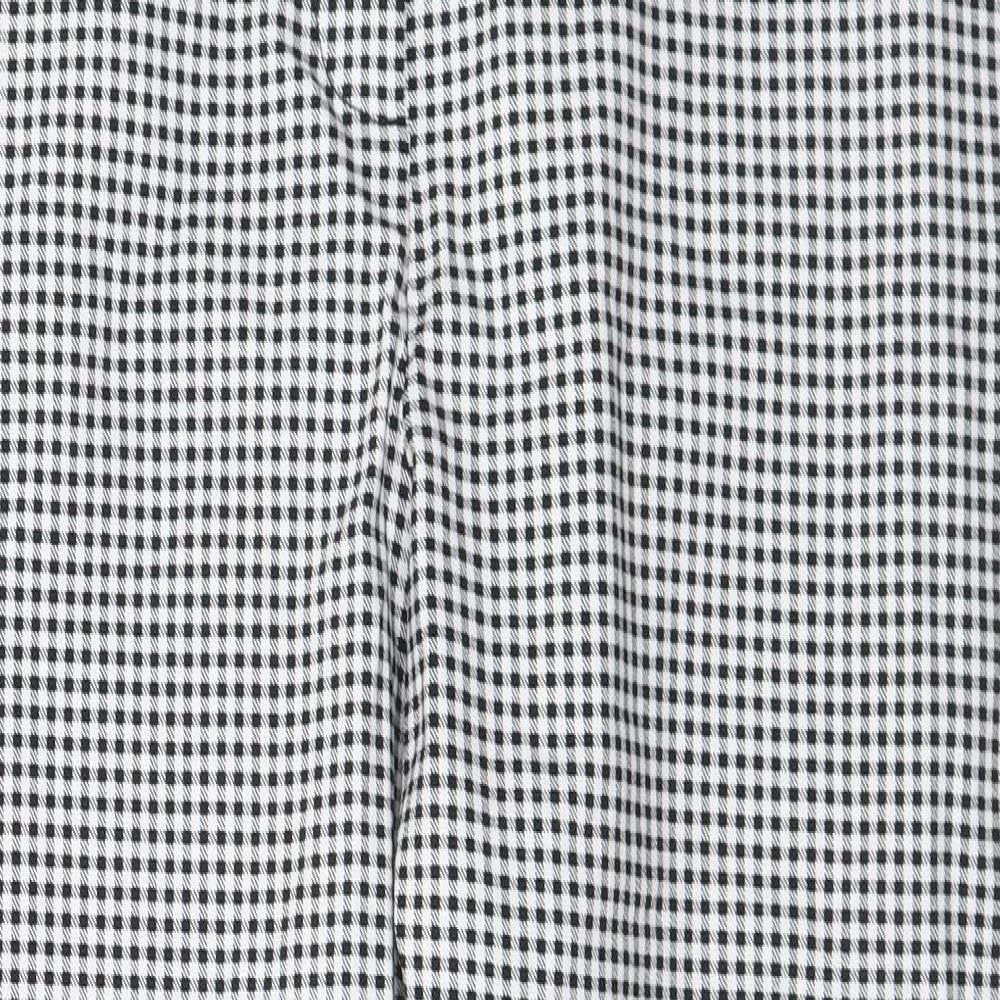 F&F Womens Black Check Viscose Trousers Size 18 L28 in Regular Button