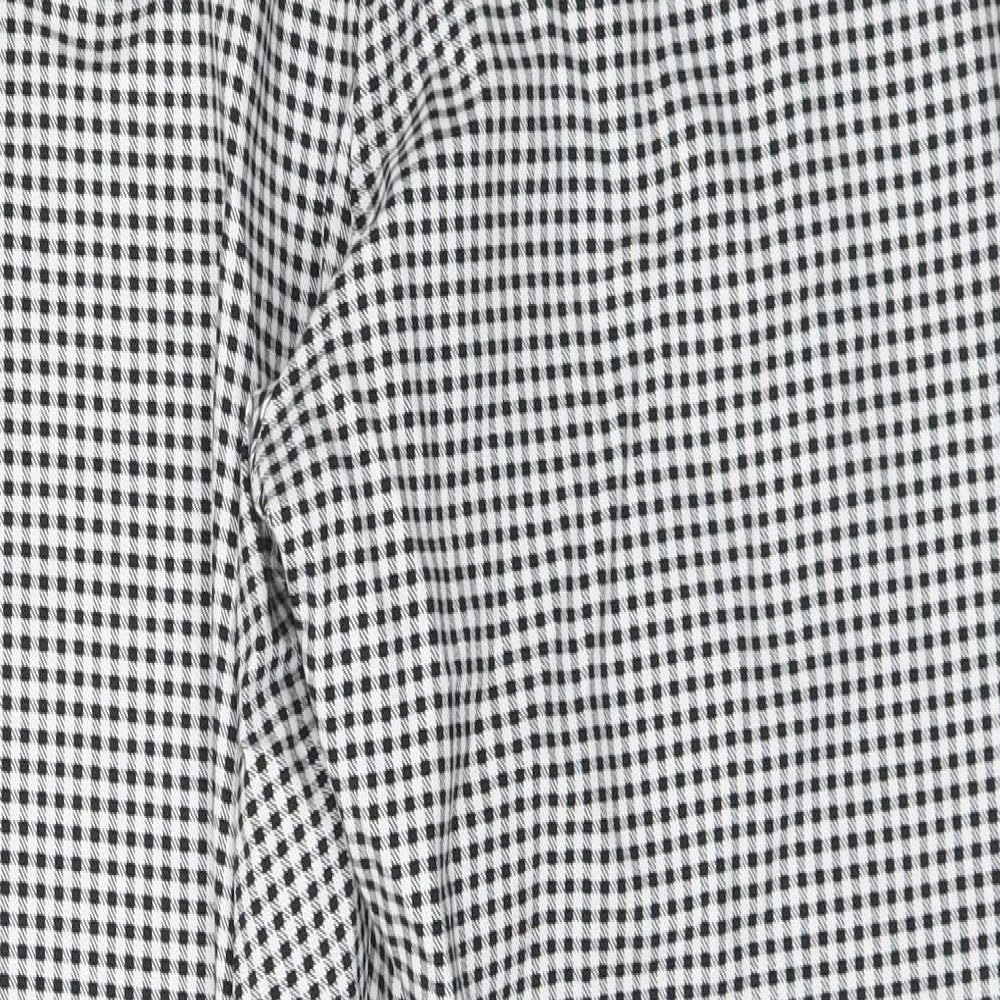 F&F Womens Black Check Viscose Trousers Size 18 L28 in Regular Button