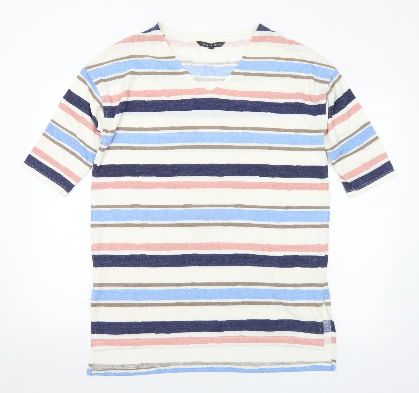 Love Leisure Womens Multicoloured V-Neck Striped Polyester Jumper Size 12