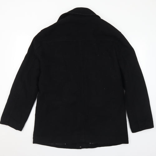 Thomas Nash Mens Black Pea Coat Coat Size L Zip