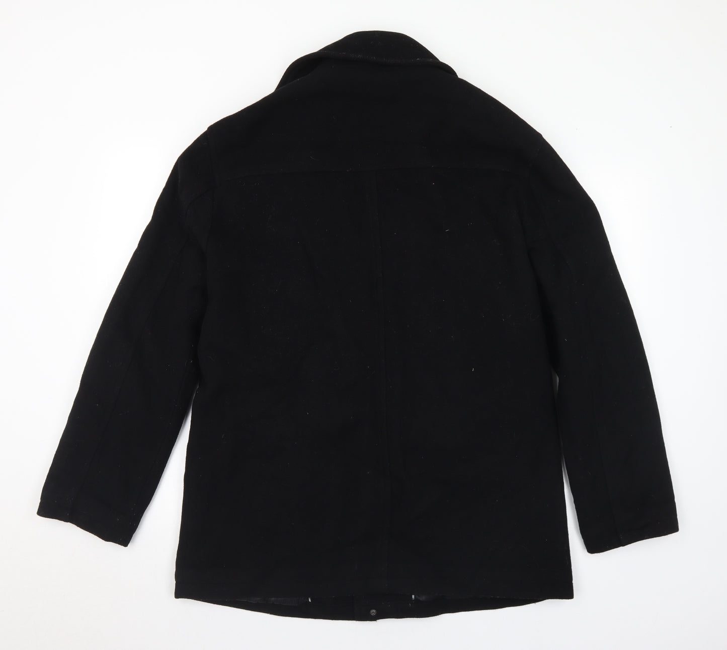 Thomas Nash Mens Black Pea Coat Coat Size L Zip