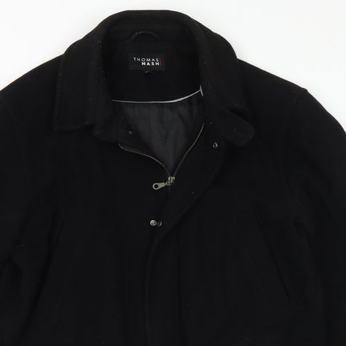 Thomas Nash Mens Black Pea Coat Coat Size L Zip