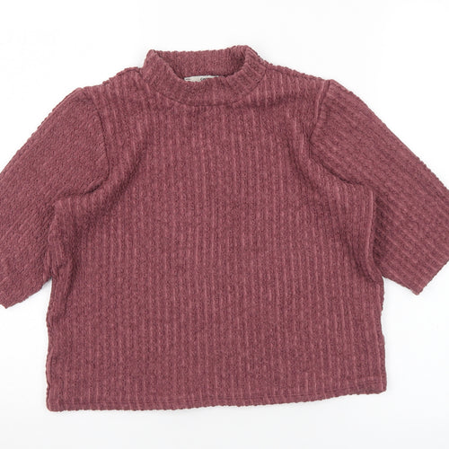 George Womens Purple Mock Neck Polyester Pullover Jumper Size 18