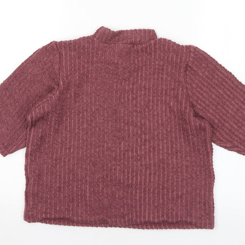 George Womens Purple Mock Neck Polyester Pullover Jumper Size 18