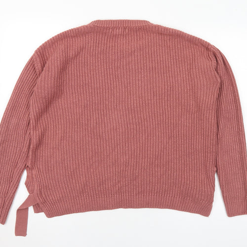 New Look Mens Pink Round Neck Acrylic Pullover Jumper Size M