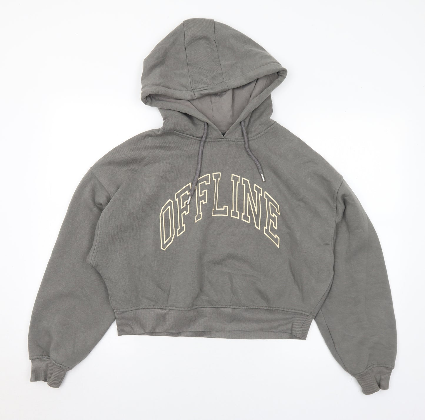 Primark Womens Grey Cotton Pullover Hoodie Size 4 - Offline. Cropped. 4-6