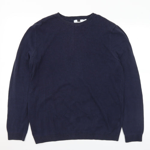 Topman Mens Blue Crew Neck Cotton Pullover Jumper Size M
