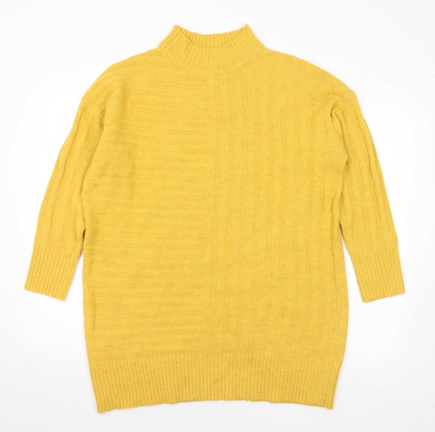 George Womens Yellow Mock Neck Acrylic Pullover Jumper Size L