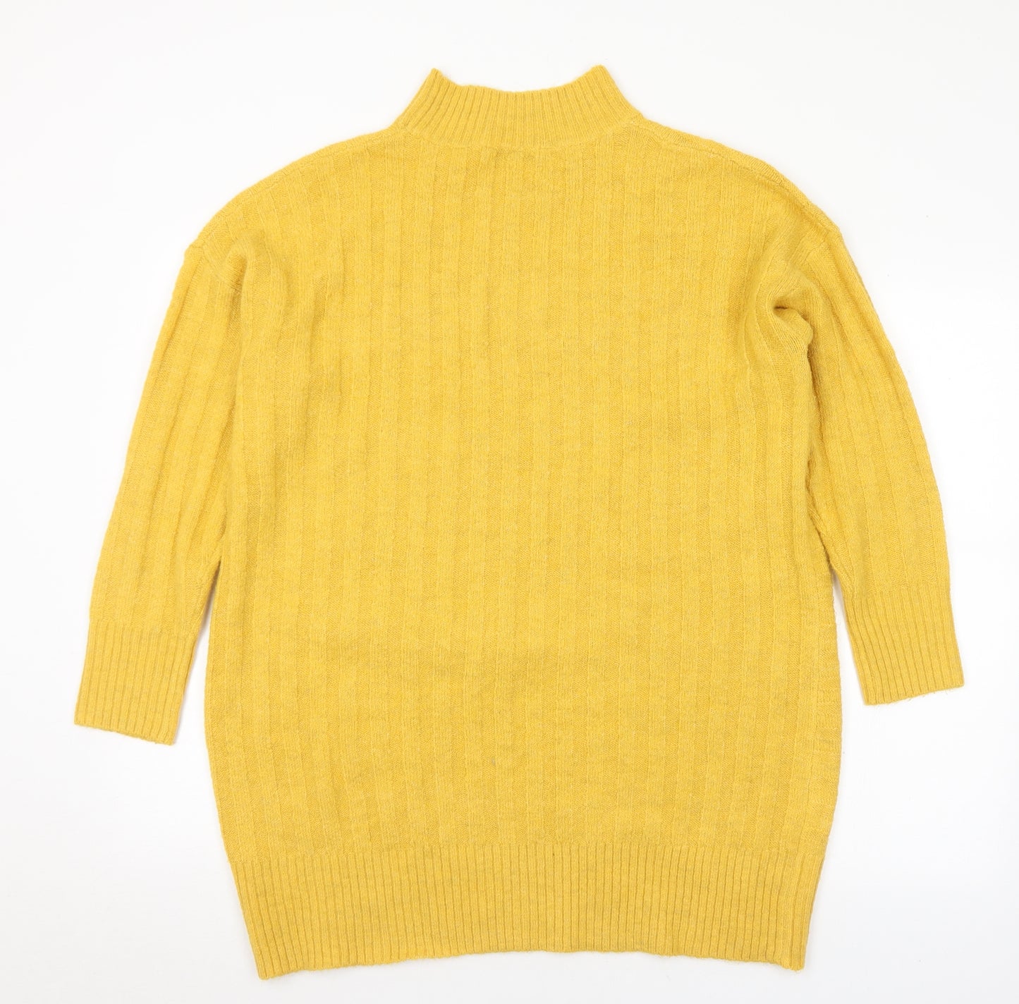 George Womens Yellow Mock Neck Acrylic Pullover Jumper Size L