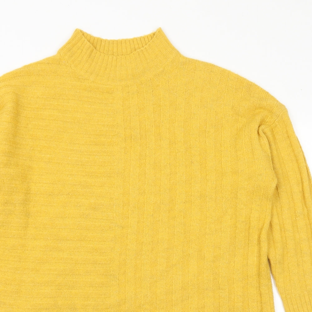 George Womens Yellow Mock Neck Acrylic Pullover Jumper Size L