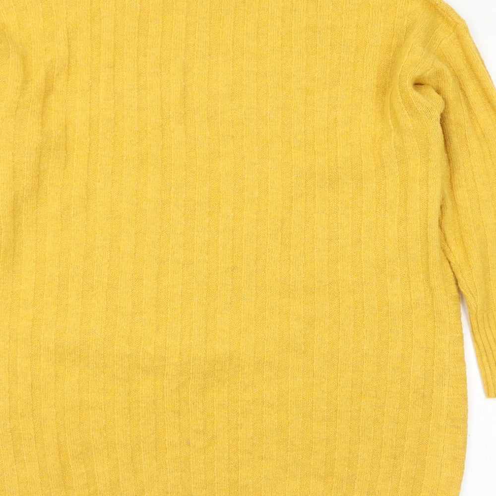 George Womens Yellow Mock Neck Acrylic Pullover Jumper Size L