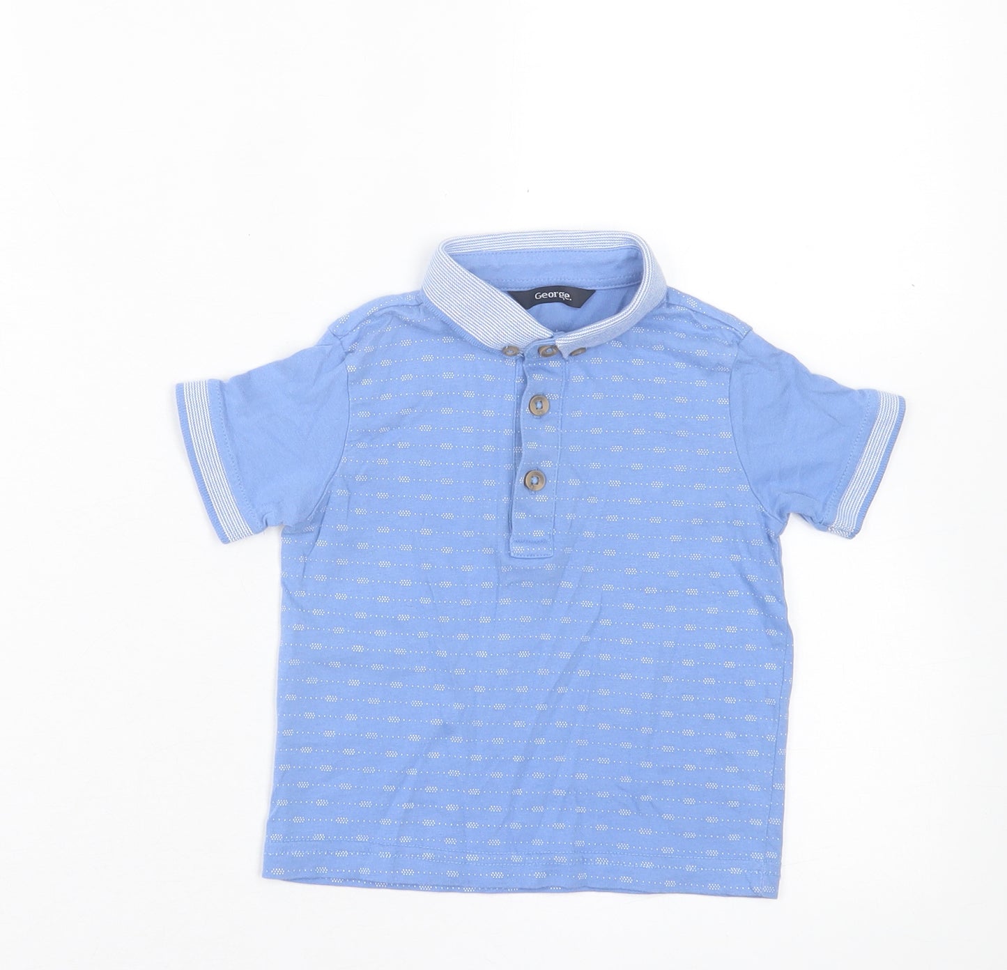 George Boys Blue Geometric Cotton Basic Polo Size 12-18 Months Collared Button