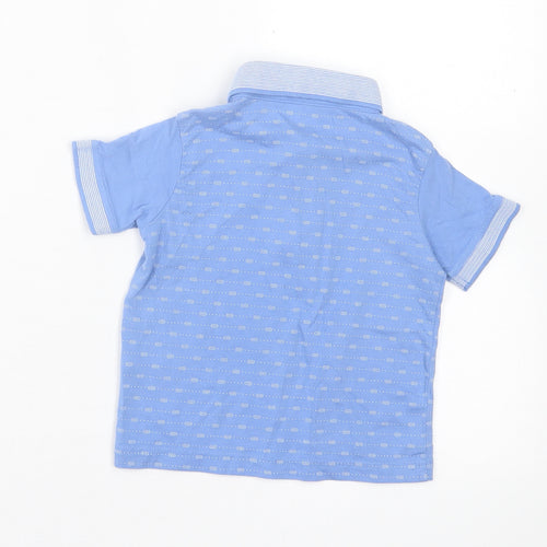 George Boys Blue Geometric Cotton Basic Polo Size 12-18 Months Collared Button