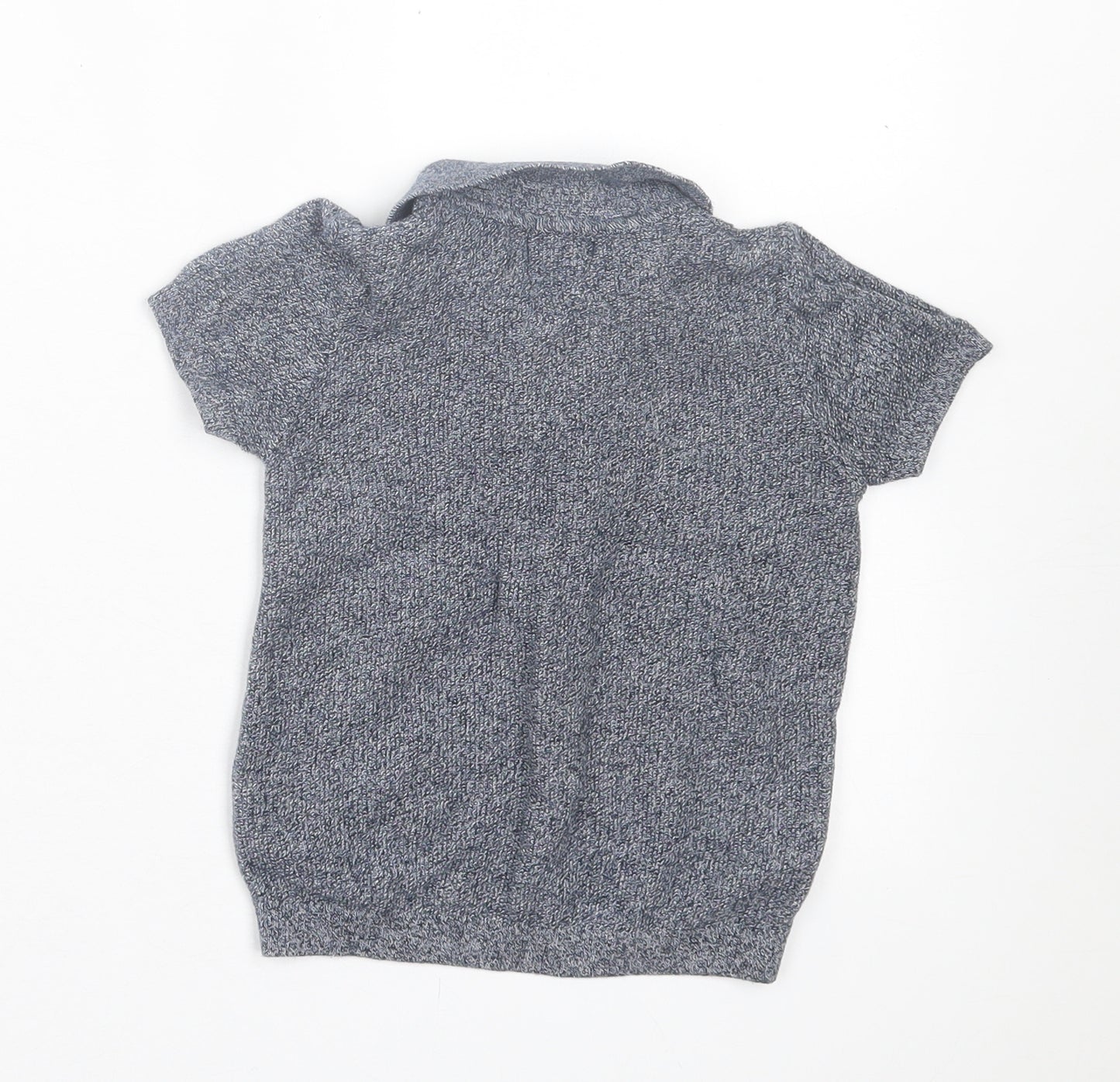 NEXT Boys Grey Striped Cotton Basic Polo Size 2 Years Collared Button