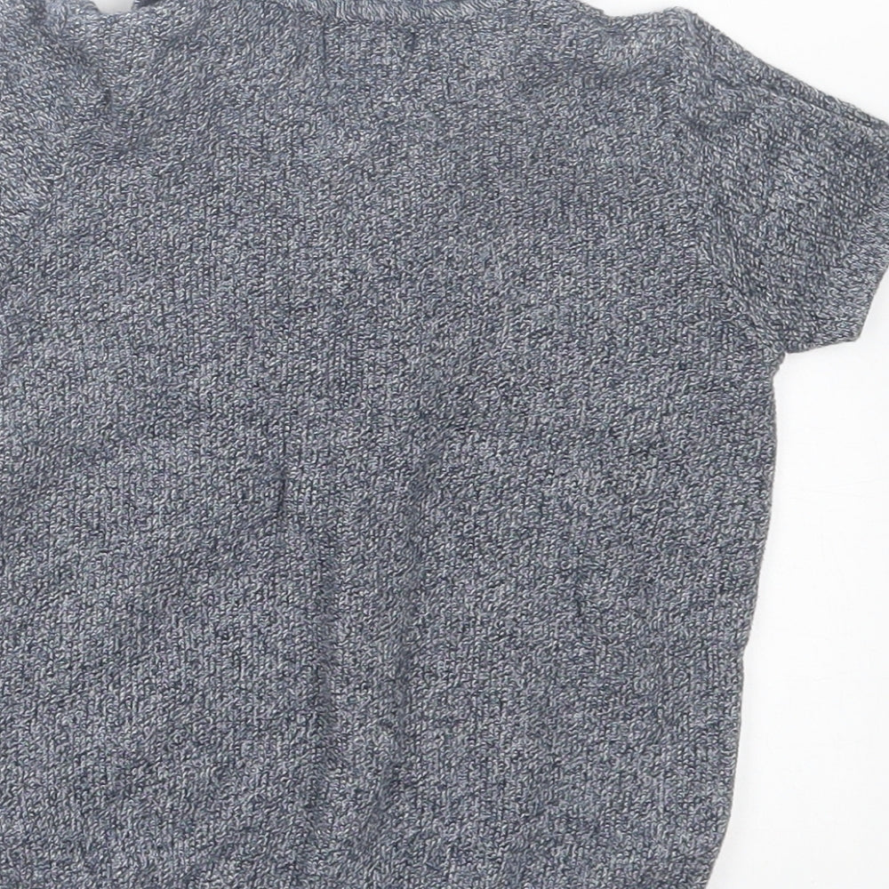 NEXT Boys Grey Striped Cotton Basic Polo Size 2 Years Collared Button