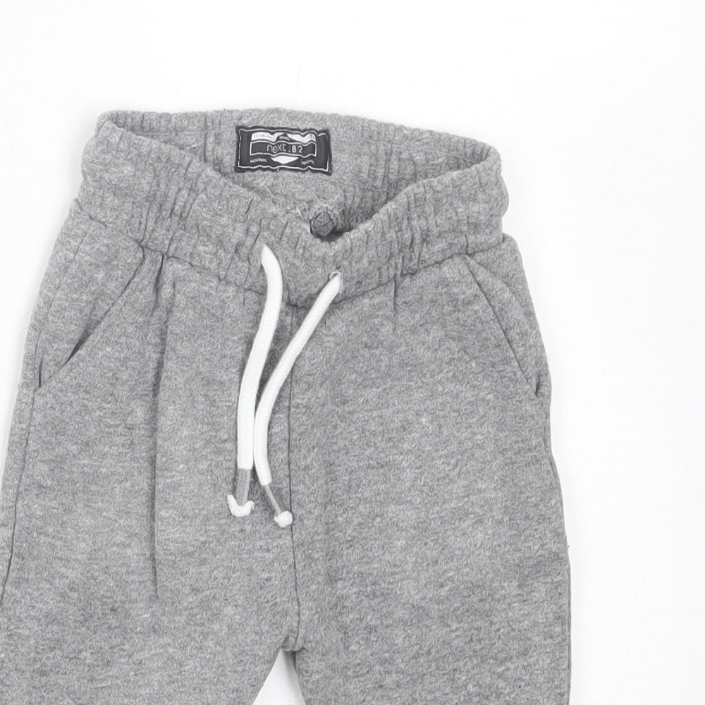 NEXT Boys Grey Cotton Jogger Trousers Size 9-12 Months Tie