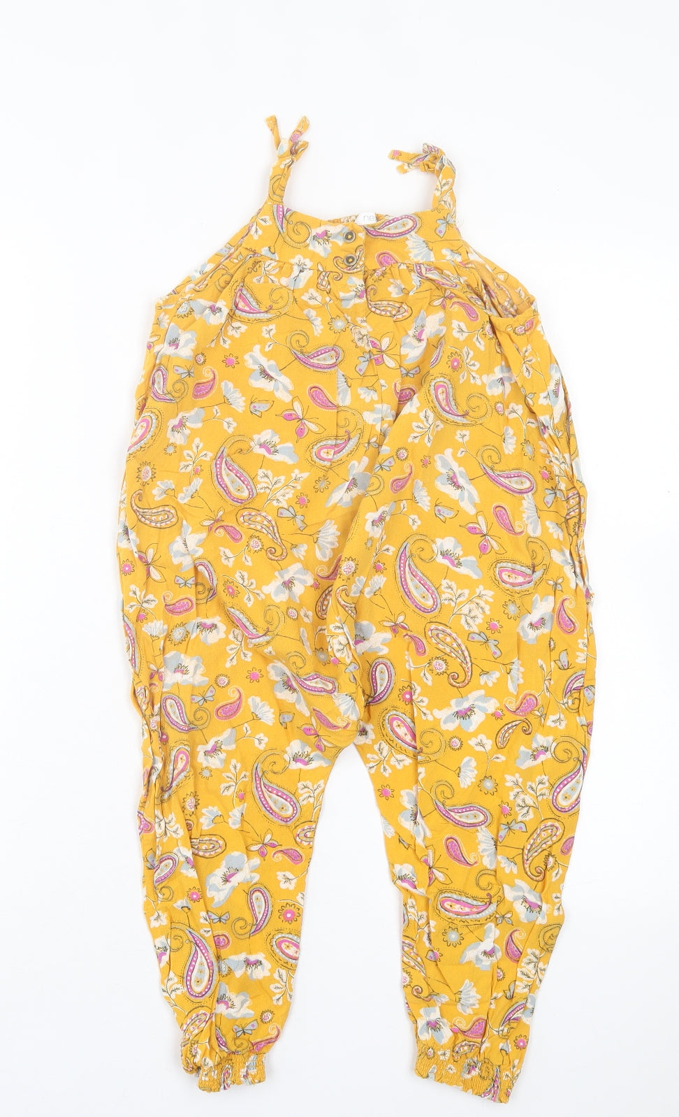 NEXT Girls Yellow Flecked Viscose Jumpsuit One-Piece Size 4-5 Years Pullover