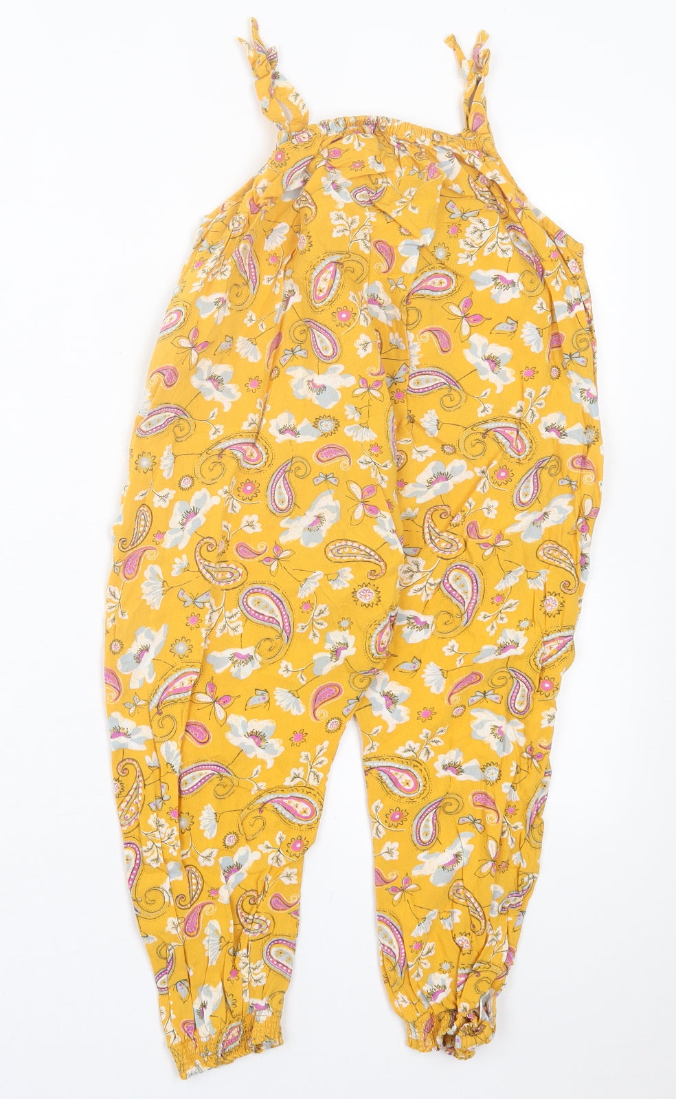 NEXT Girls Yellow Flecked Viscose Jumpsuit One-Piece Size 4-5 Years Pullover