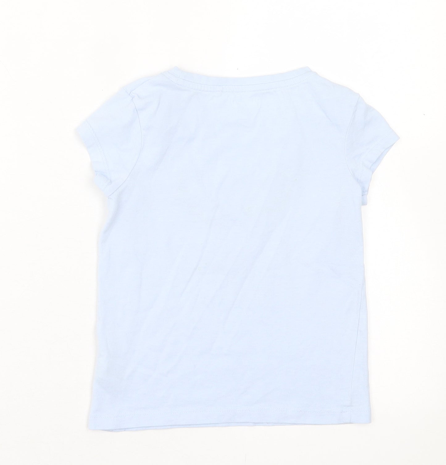 NEXT Girls Blue Cotton Basic T-Shirt Size 5 Years Crew Neck Pullover