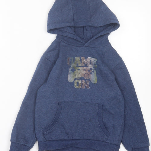jeff&co Boys Blue Cotton Pullover Hoodie Size 6-7 Years Pullover