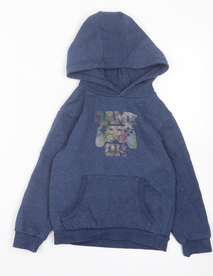 jeff&co Boys Blue Cotton Pullover Hoodie Size 6-7 Years Pullover