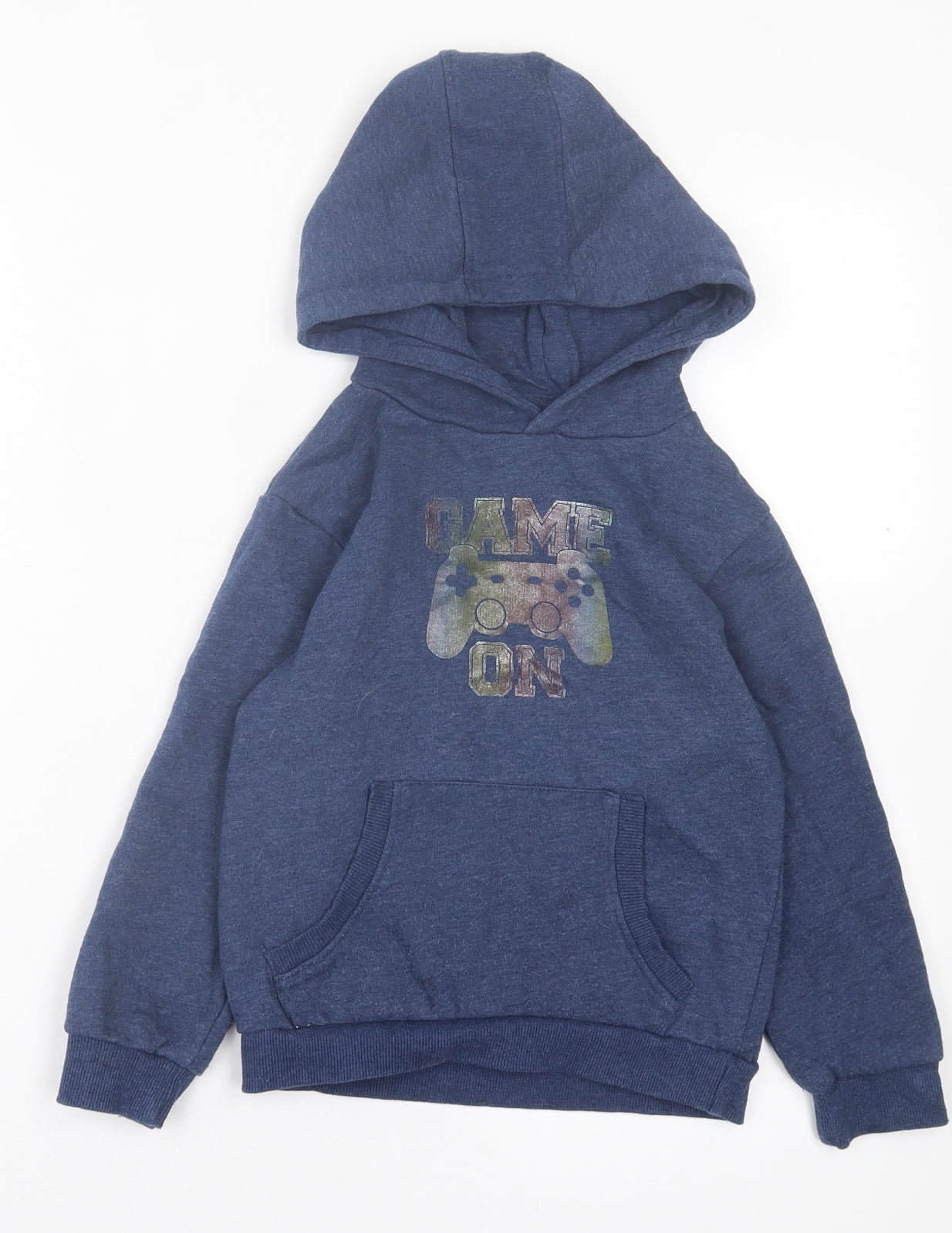 jeff&co Boys Blue Cotton Pullover Hoodie Size 6-7 Years Pullover