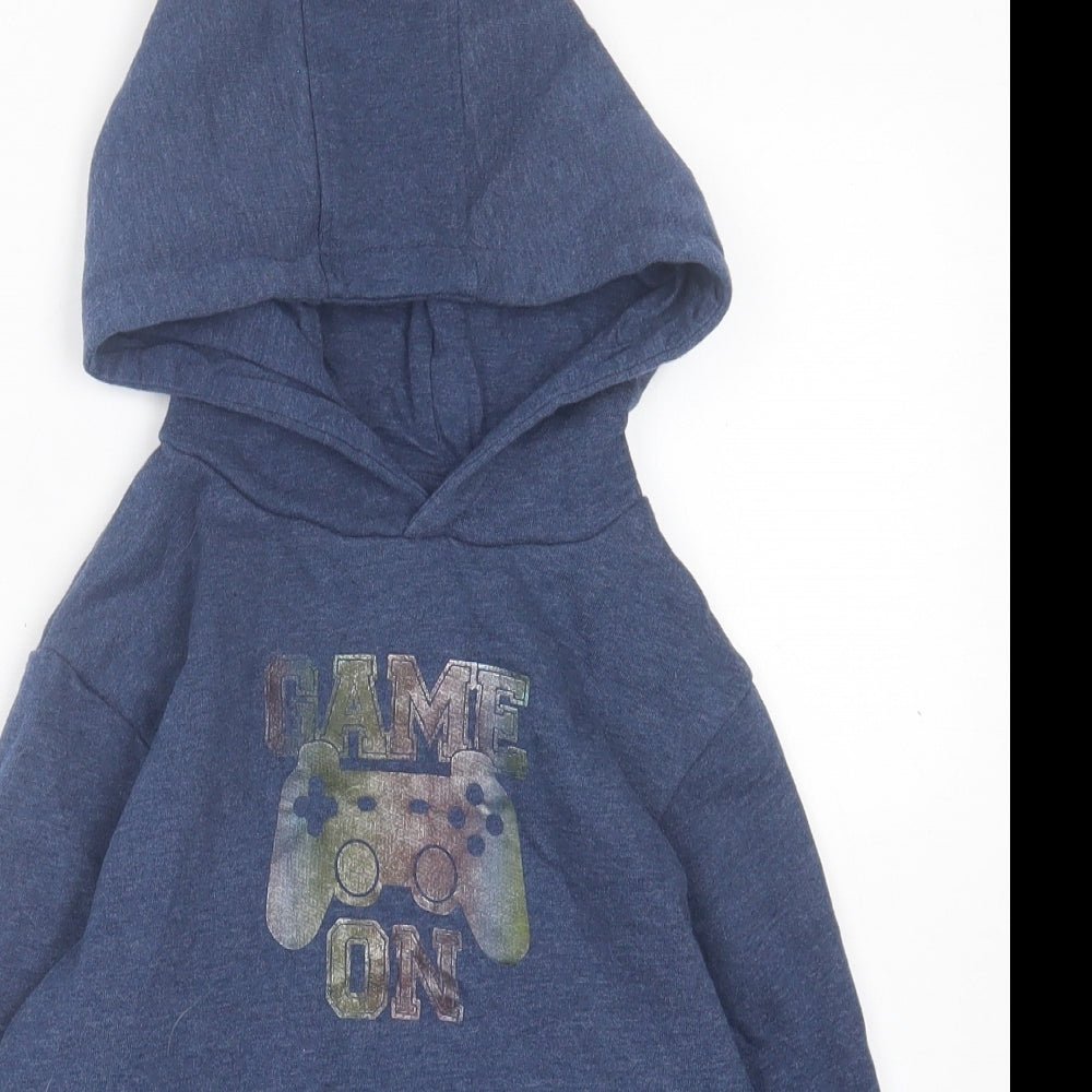 jeff&co Boys Blue Cotton Pullover Hoodie Size 6-7 Years Pullover