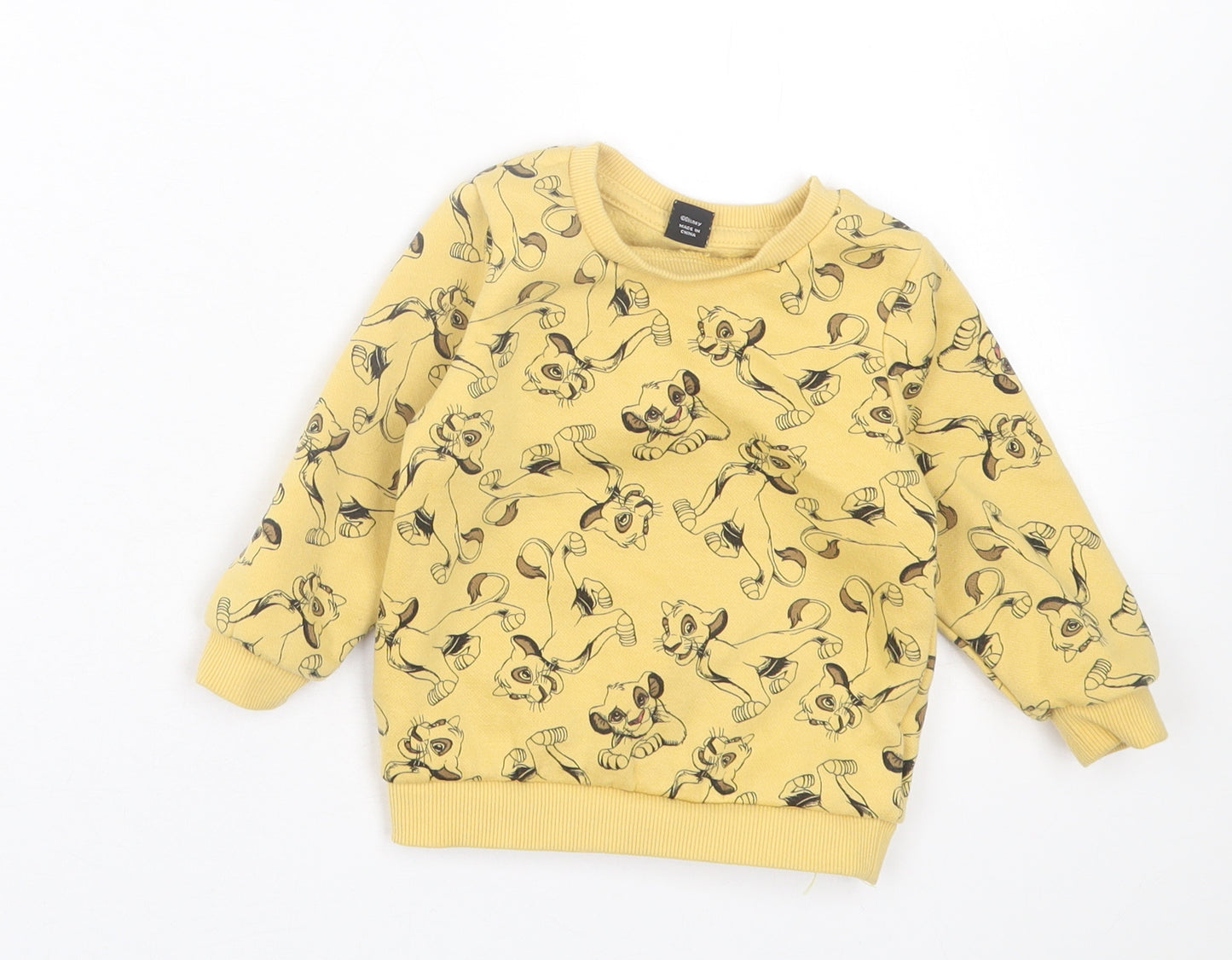 Primark Boys Yellow Geometric Cotton Pullover Jumper Size 12-18 Months Pullover - Lion King
