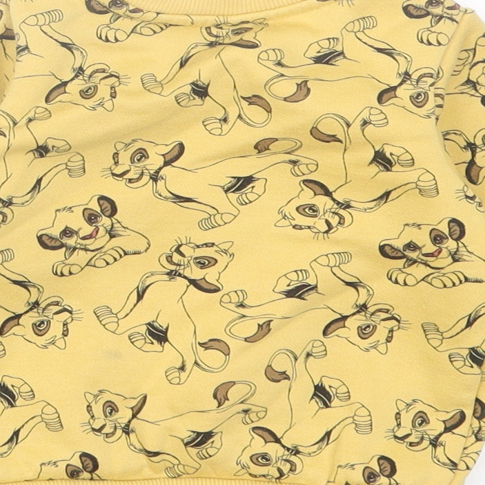 Primark Boys Yellow Geometric Cotton Pullover Jumper Size 12-18 Months Pullover - Lion King