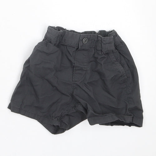 H&M Boys Black Cotton Chino Shorts Size 2 Years Regular Buckle