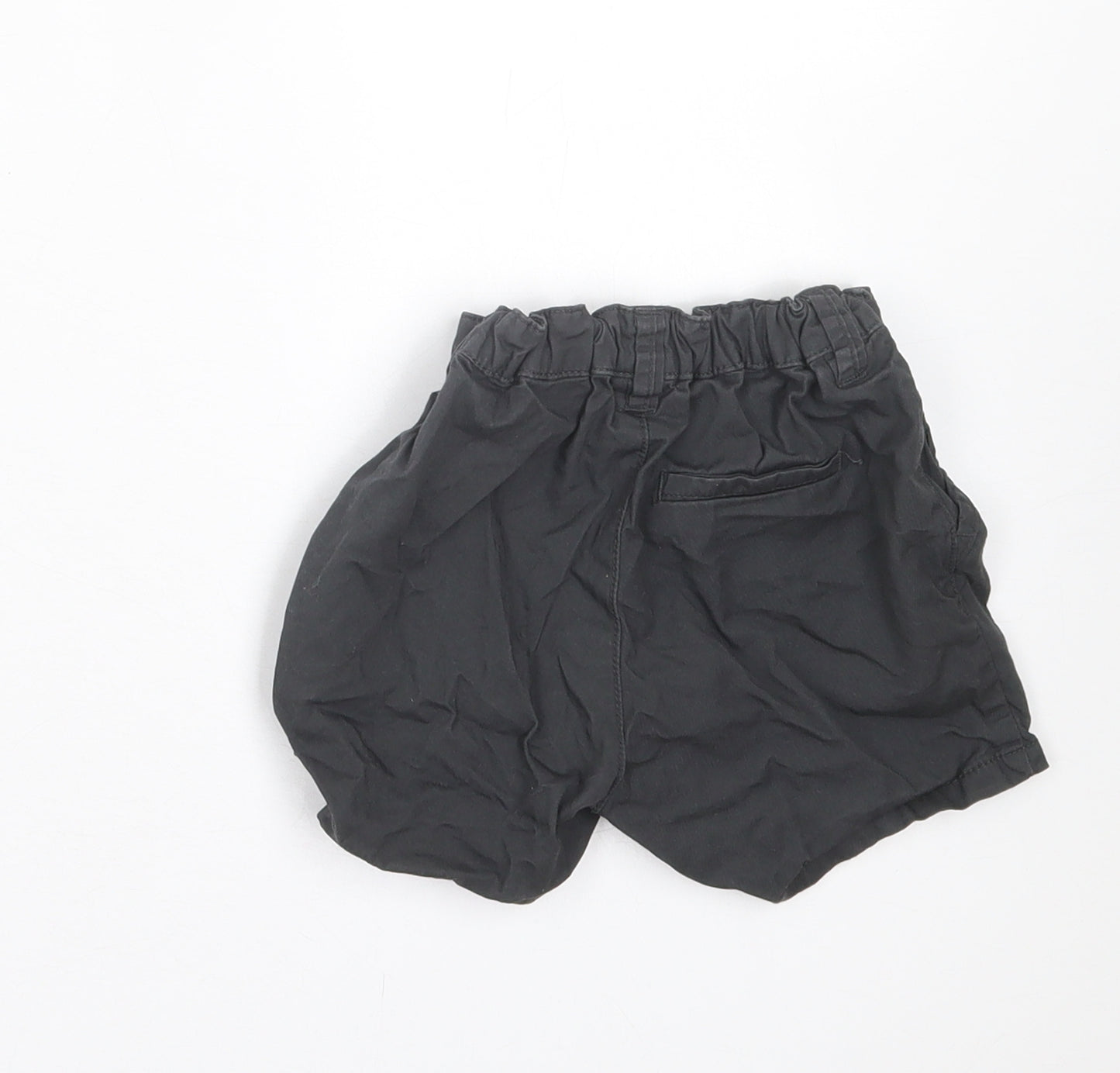 H&M Boys Black Cotton Chino Shorts Size 2 Years Regular Buckle