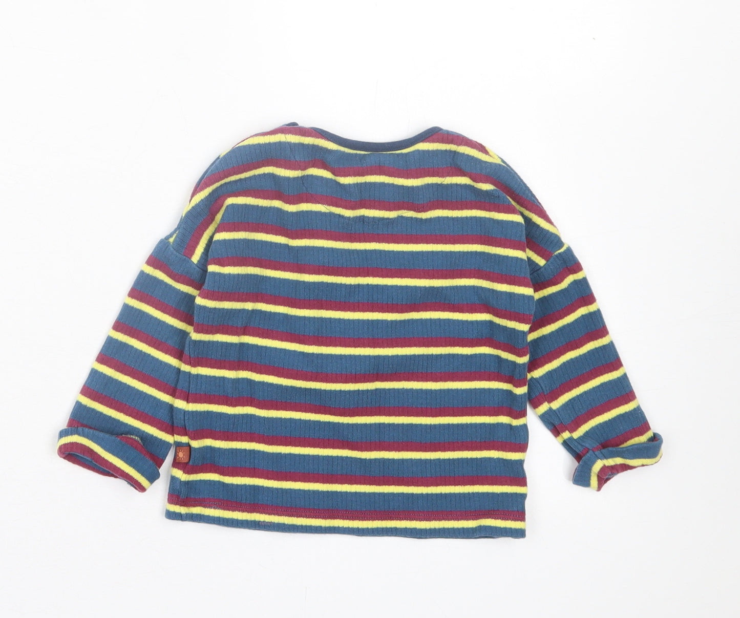 NEXT Boys Multicoloured Striped Cotton Basic Casual Size 9-12 Months Crew Neck Button