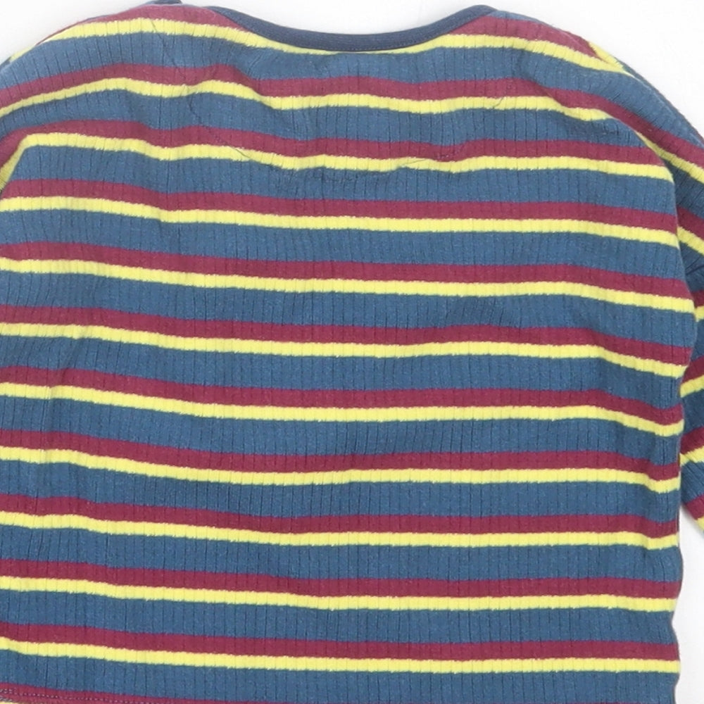 NEXT Boys Multicoloured Striped Cotton Basic Casual Size 9-12 Months Crew Neck Button